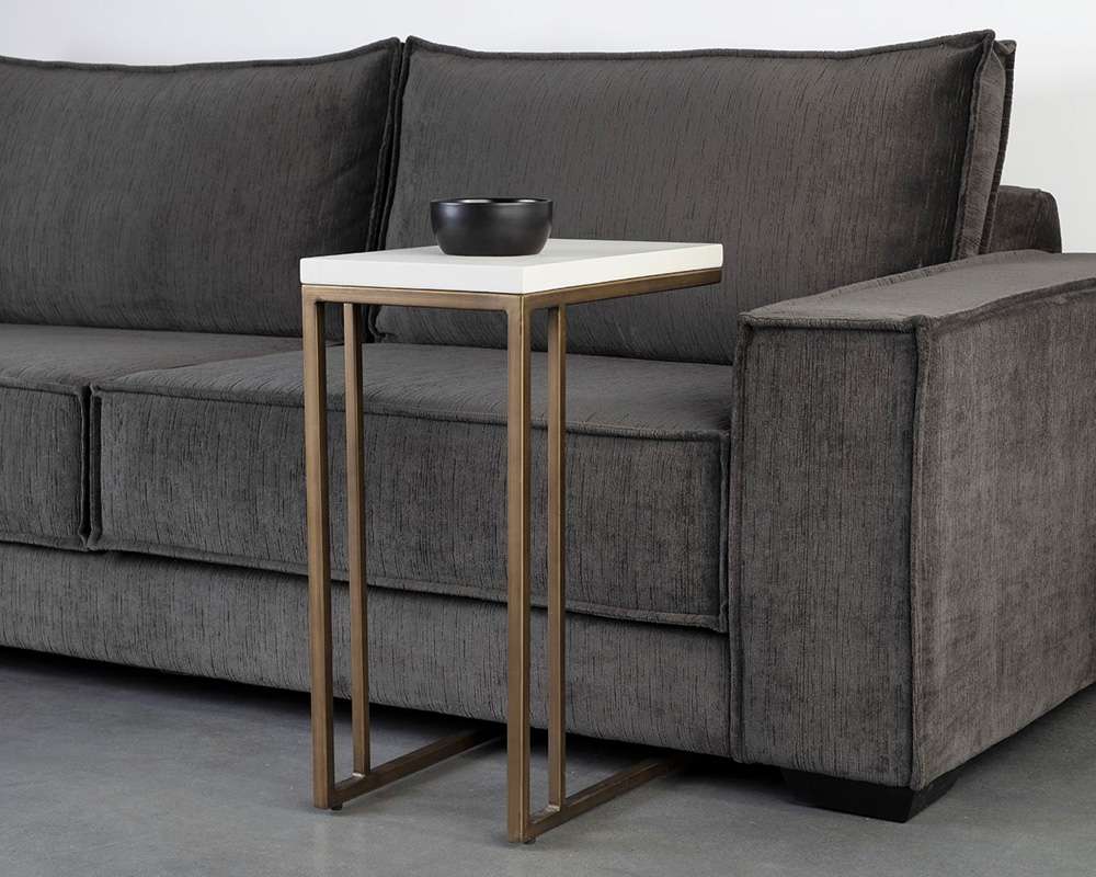 Sunpan - Solterra Sawyer End Table - Antique Brass - White - 108115 veiw 5