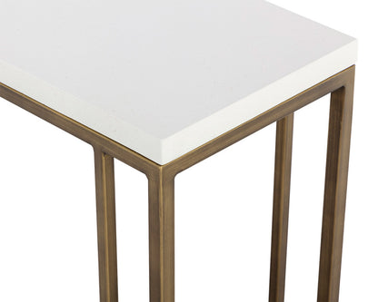Sunpan - Solterra Sawyer End Table - Antique Brass - White - 108115 view 7