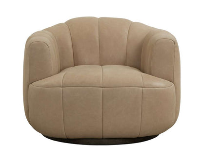 Sunpan - Tadeo Swivel Lounge Chair - Dark Brown - Sahara Sand Leather - 111080 veiw 2