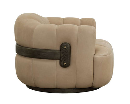 Sunpan - Tadeo Swivel Lounge Chair - Dark Brown - Sahara Sand Leather - 111080 veiw 3
