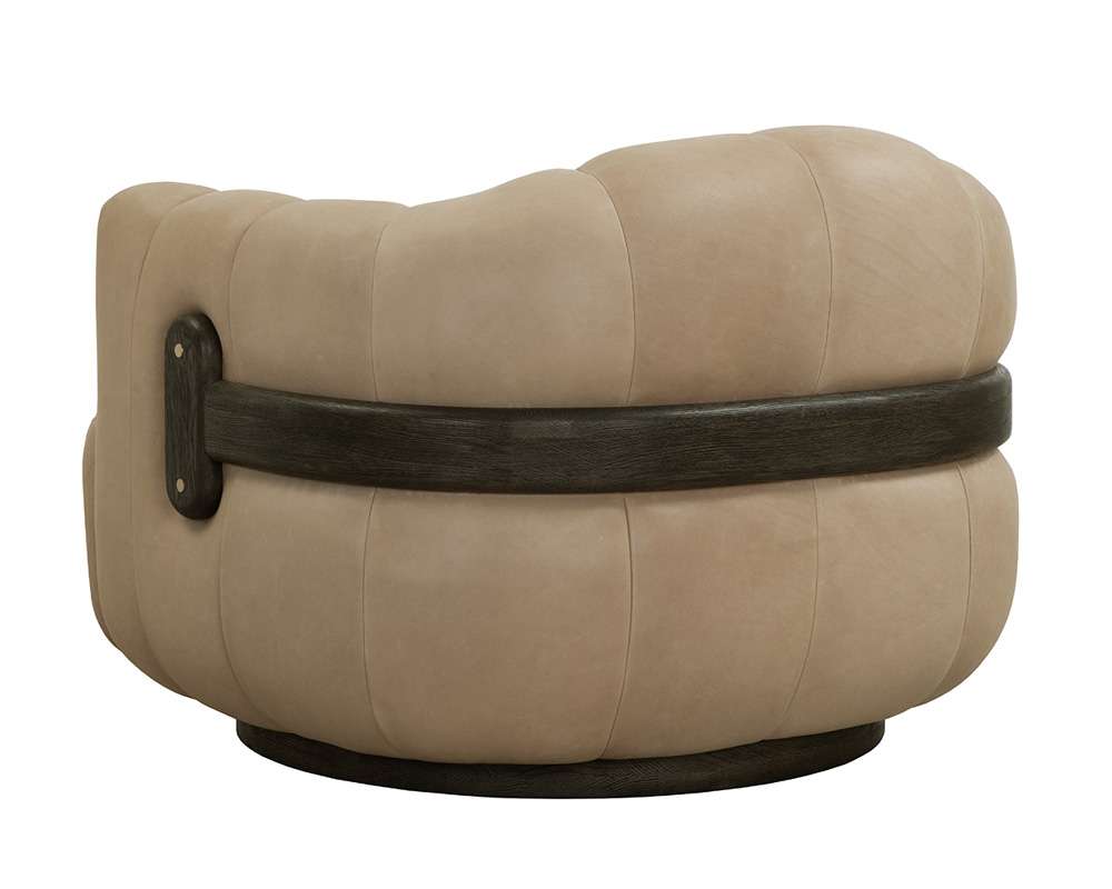 Sunpan - Tadeo Swivel Lounge Chair - Dark Brown - Sahara Sand Leather - 111080 veiw 4