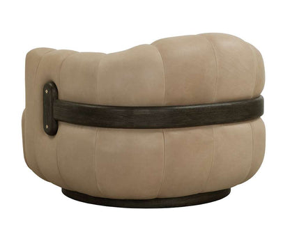 Sunpan - Tadeo Swivel Lounge Chair - Dark Brown - Sahara Sand Leather - 111080 veiw 4