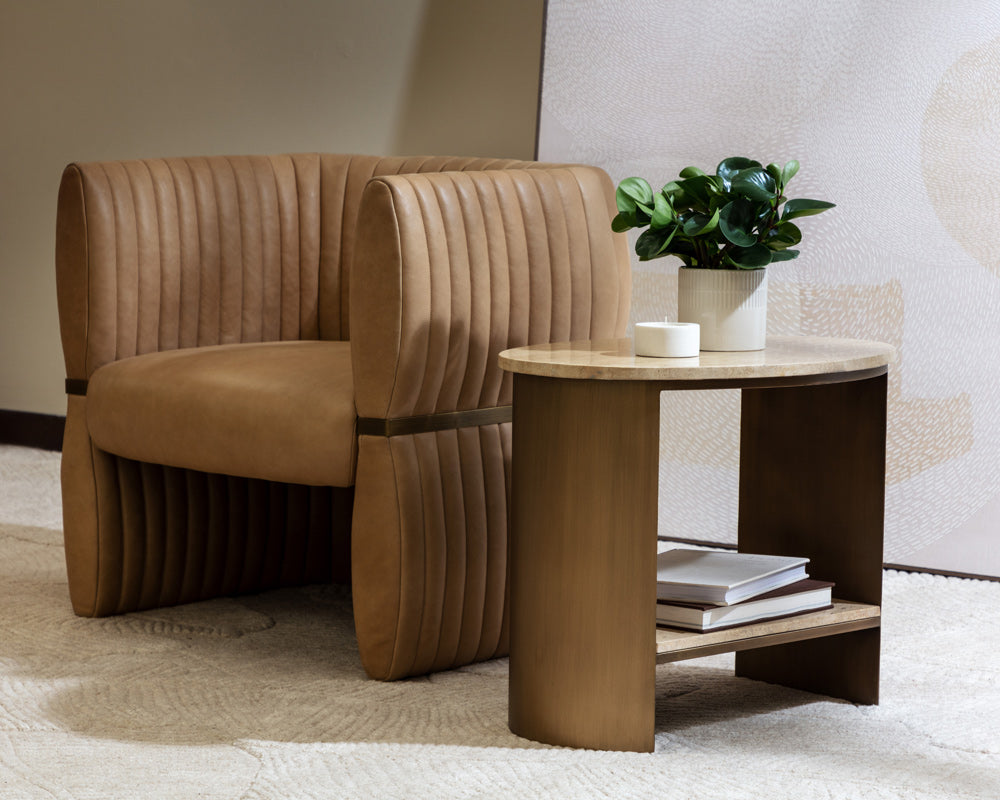 Sunpan - Tryor Lounge Chair - Sahara Sand Leather - 111009 view 8