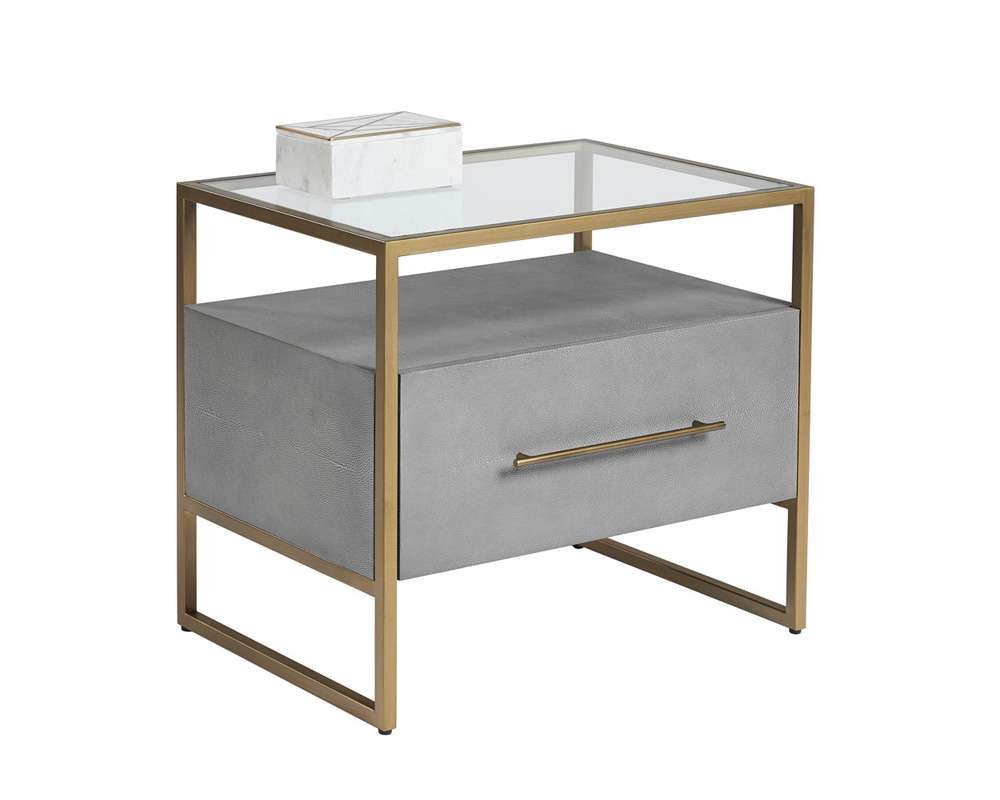 Sunpan - MIXT Venice Nightstand - Grey Shagreen - 105442_CLOSEOUT veiw 1