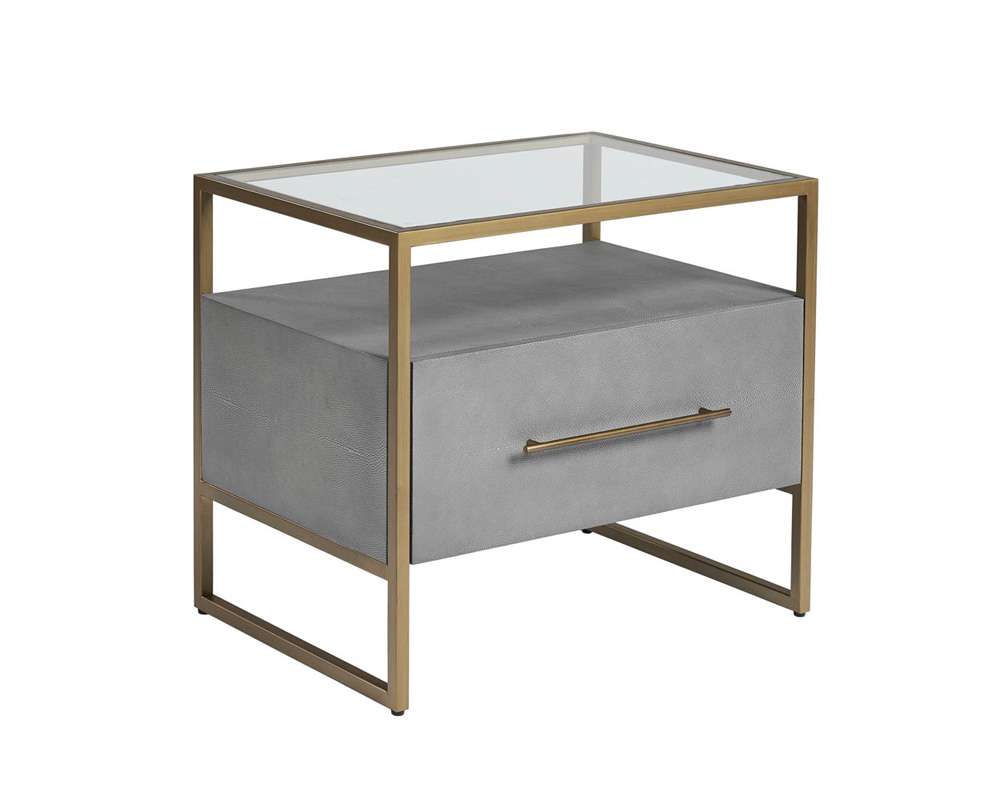 Sunpan - MIXT Venice Nightstand - Grey Shagreen - 105442_CLOSEOUT veiw 2