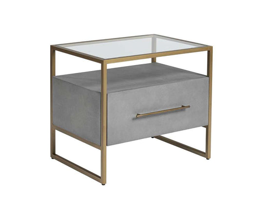 Sunpan - MIXT Venice Nightstand - Grey Shagreen - 105442_CLOSEOUT veiw 2