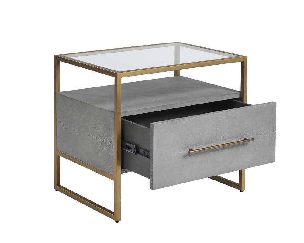 Sunpan - MIXT Venice Nightstand - Grey Shagreen - 105442_CLOSEOUT veiw 3