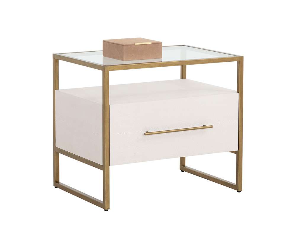 Sunpan - MIXT Venice Nightstand - Oyster Shagreen - 108148_CLOSEOUT veiw 1