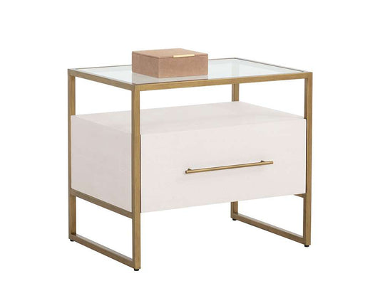 Sunpan - MIXT Venice Nightstand - Oyster Shagreen - 108148_CLOSEOUT veiw 1