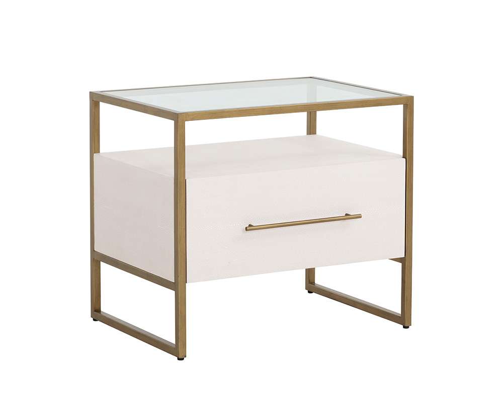 Sunpan - MIXT Venice Nightstand - Oyster Shagreen - 108148_CLOSEOUT veiw 2