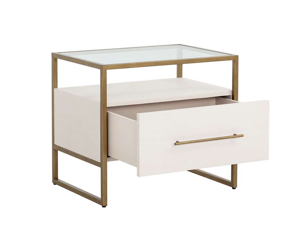 Sunpan - MIXT Venice Nightstand - Oyster Shagreen - 108148_CLOSEOUT veiw 3