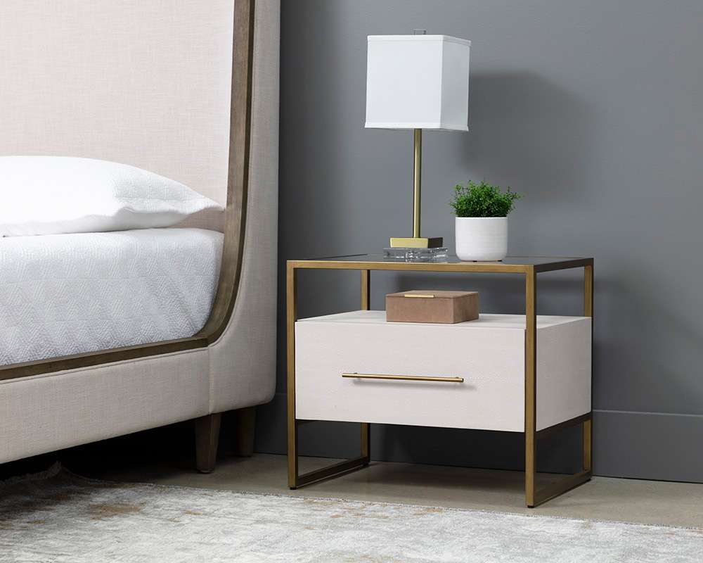 Sunpan - MIXT Venice Nightstand - Oyster Shagreen - 108148_CLOSEOUT veiw 4