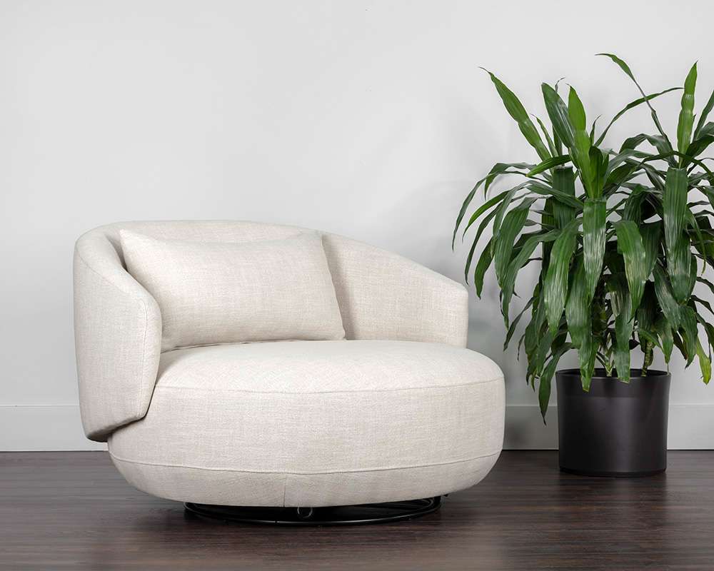 Sunpan - 5West Walsh Swivel Lounge Chair - Effie Linen - 107527 veiw 5