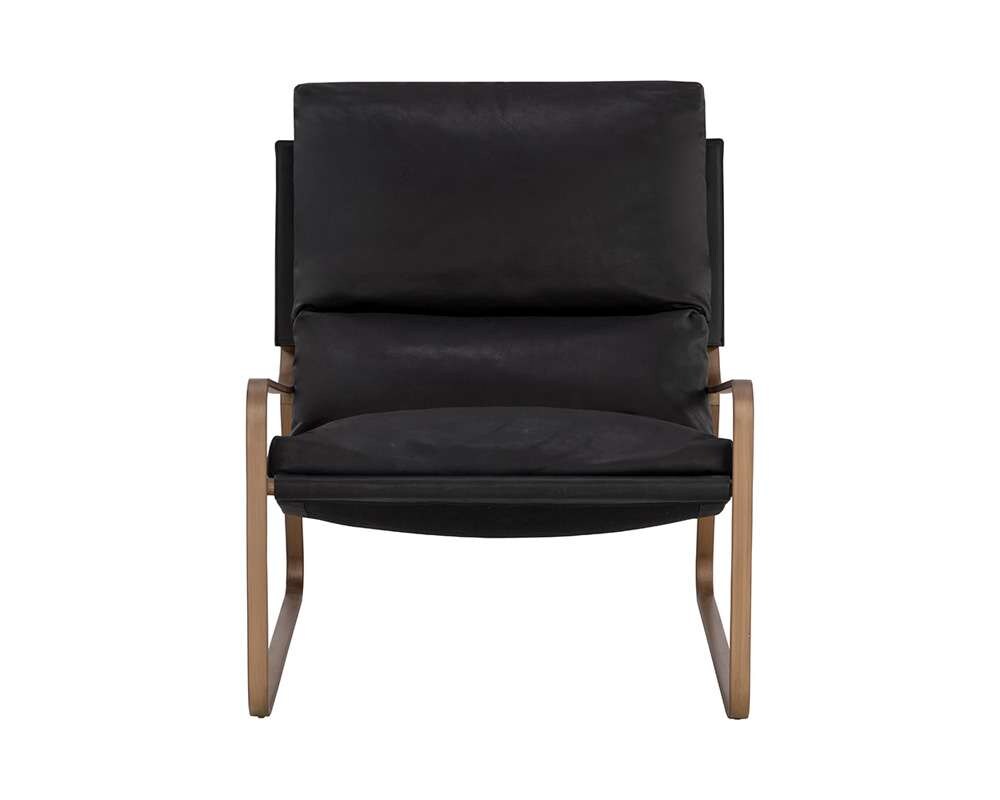 Sunpan - Zancor Lounge Chair - Antique Brass - Charcoal Black Leather - 110657 veiw 2