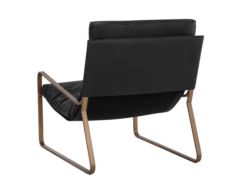 Sunpan - Zancor Lounge Chair - Antique Brass - Charcoal Black Leather - 110657 veiw 4