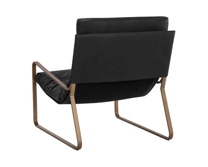 Sunpan - Zancor Lounge Chair - Antique Brass - Charcoal Black Leather - 110657 veiw 4