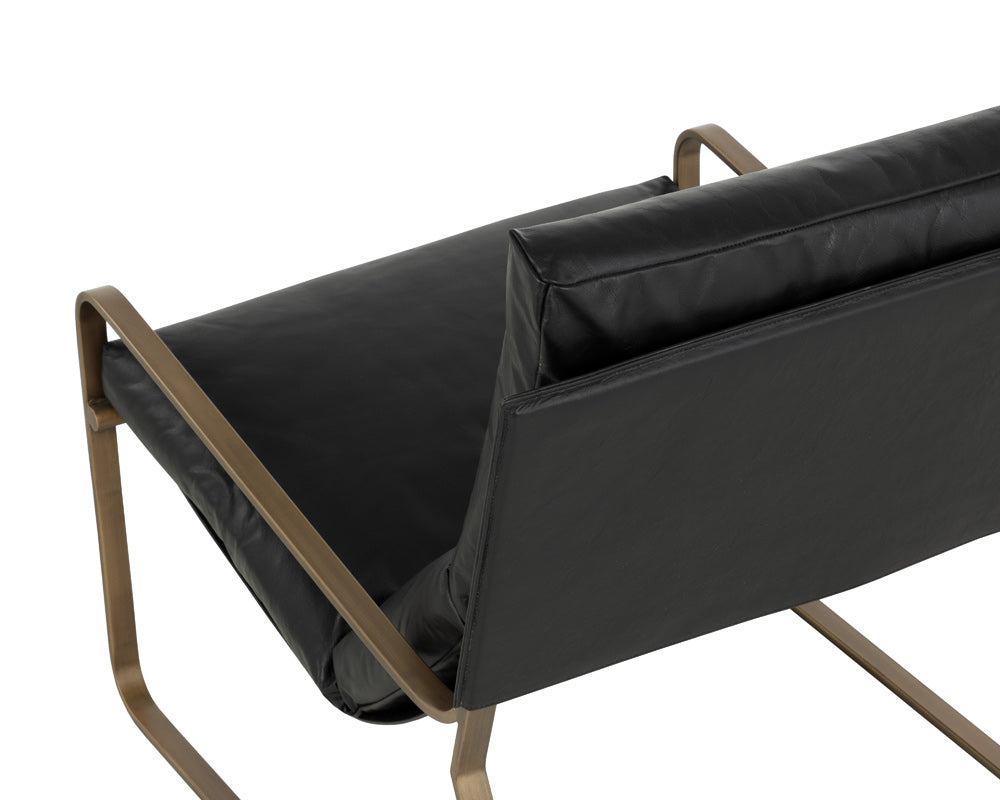 Sunpan - Zancor Lounge Chair - Antique Brass - Charcoal Black Leather - 110657 view 6