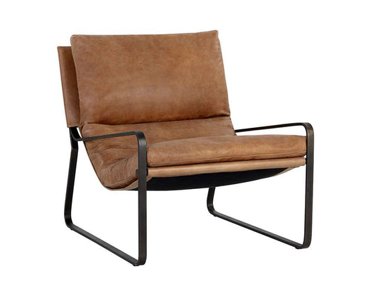 Sunpan - Zancor Lounge Chair - Gunmetal - Tan Leather - 109559 veiw 1