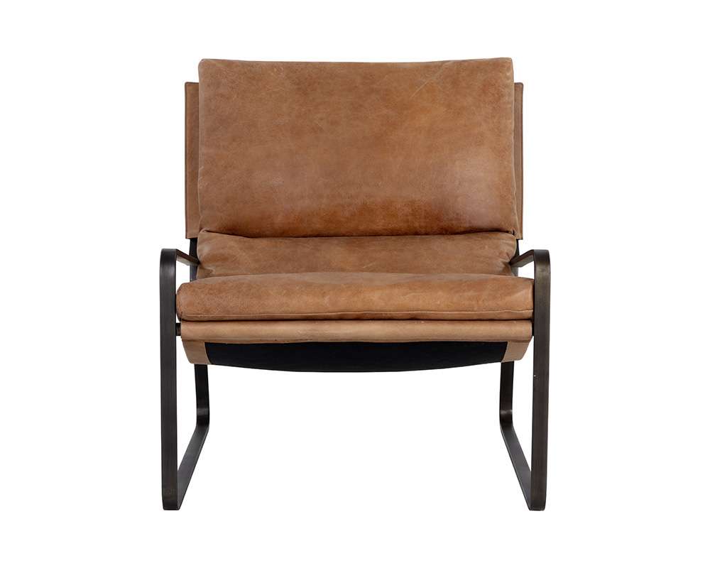 Sunpan - Zancor Lounge Chair - Gunmetal - Tan Leather - 109559 veiw 2