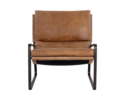 Sunpan - Zancor Lounge Chair - Gunmetal - Tan Leather - 109559 veiw 2