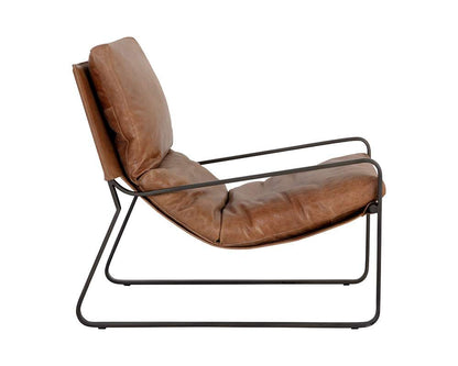Sunpan - Zancor Lounge Chair - Gunmetal - Tan Leather - 109559 veiw 3