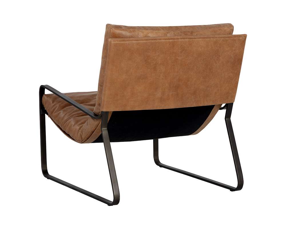 Sunpan - Zancor Lounge Chair - Gunmetal - Tan Leather - 109559 veiw 4