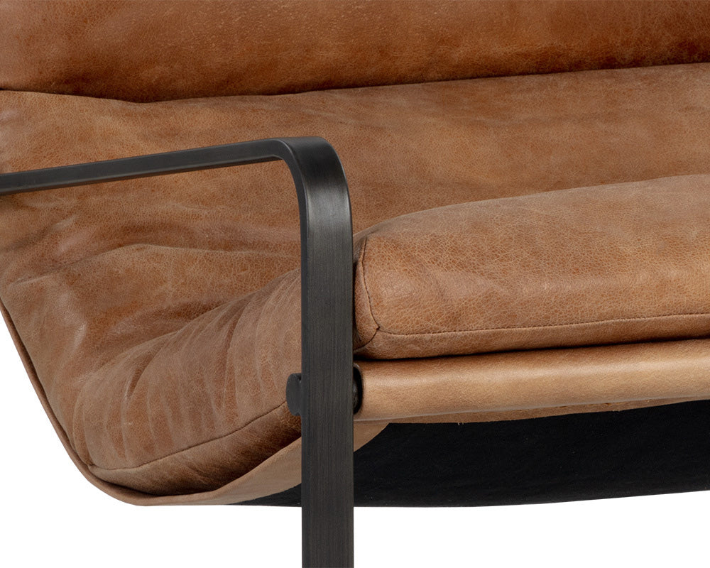 Sunpan - Zancor Lounge Chair - Gunmetal - Tan Leather - 109559 view 7