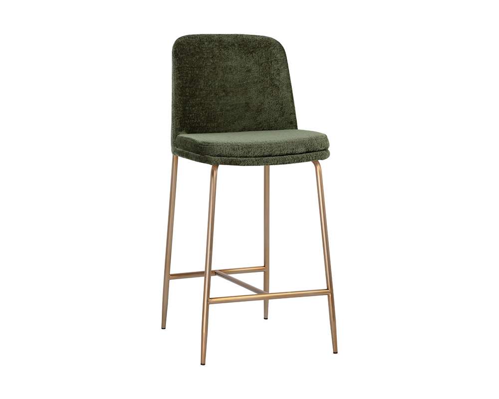 Sunpan - Ikon Zeke Counter Stool - Antique Brass - Bergen Olive - 109183 veiw 1
