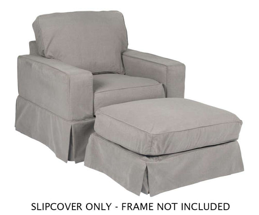 Sunset Trading - Americana Slipcover Set for Box Cushion Track Arm Chair and Ottoman - Performance Fabric - Gray - SU-108520SC-30-391094 veiw 1