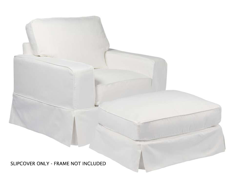 Sunset Trading - Americana Slipcover Set for Box Cushion Track Arm Chair and Ottoman - Performance Fabric - White - SU-108520SC-30-391081 veiw 1