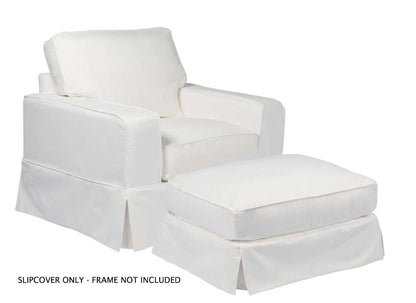 Sunset Trading - Americana Slipcover Set for Box Cushion Track Arm Chair and Ottoman - Performance Fabric - White - SU-108520SC-30-391081 veiw 1
