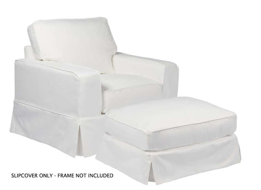 Sunset Trading - Americana Slipcover Set for Box Cushion Track Arm Chair and Ottoman - Performance Fabric - White - SU-108520SC-30-391081 veiw 1