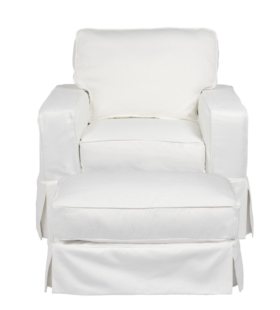 Sunset Trading - Americana Slipcover Set for Box Cushion Track Arm Chair and Ottoman - Performance Fabric - White - SU-108520SC-30-391081 veiw 3
