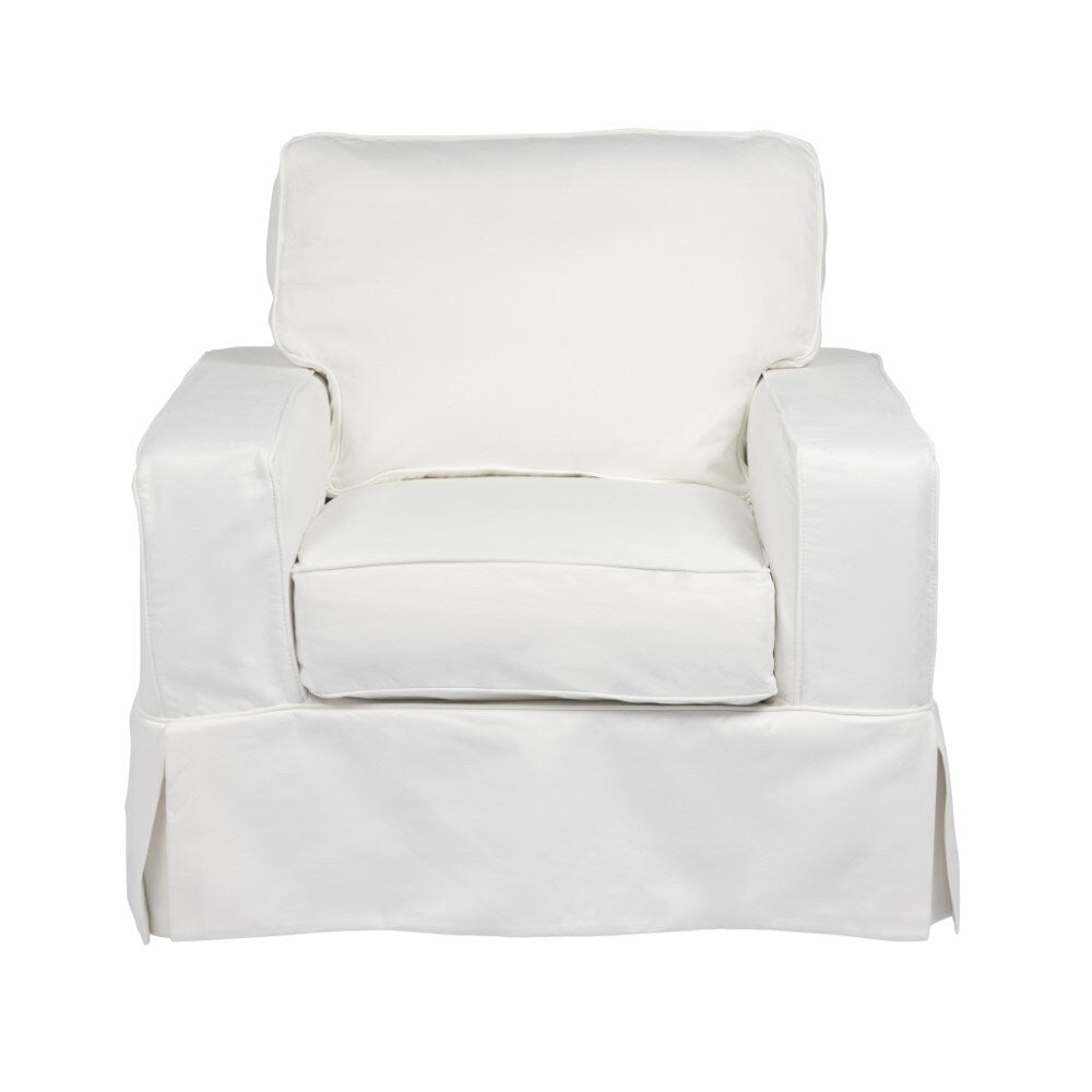 Sunset Trading - Americana Slipcover Set for Box Cushion Track Arm Chair and Ottoman - Performance Fabric - White - SU-108520SC-30-391081 veiw 4