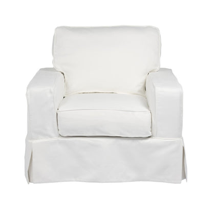 Sunset Trading - Americana Slipcover Set for Box Cushion Track Arm Chair and Ottoman - Performance Fabric - White - SU-108520SC-30-391081 veiw 4