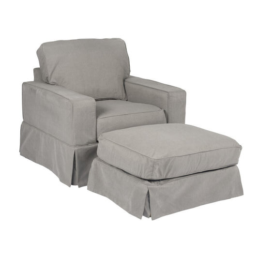 Sunset Trading - Americana Slipcovered Chair And Ottoman Performance Gray - SU-108520-30-391094 veiw 1