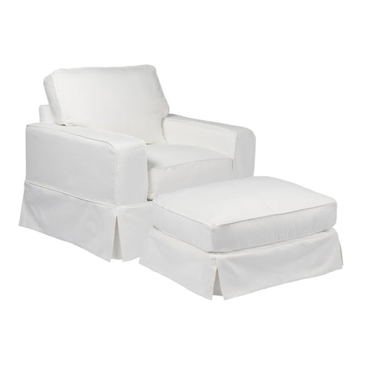Sunset Trading - Americana Slipcovered Chair And Ottoman Performance White - SU-108520-30-391081 veiw 1