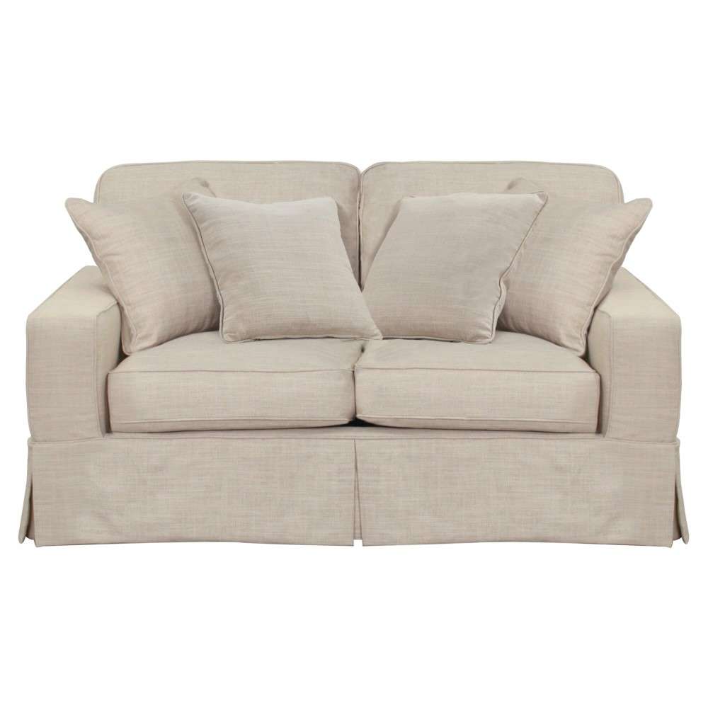 Sunset Trading - Americana Slipcover for Box Cushion Track Arm Loveseat - Linen - SU-108510SC-466082 veiw 2