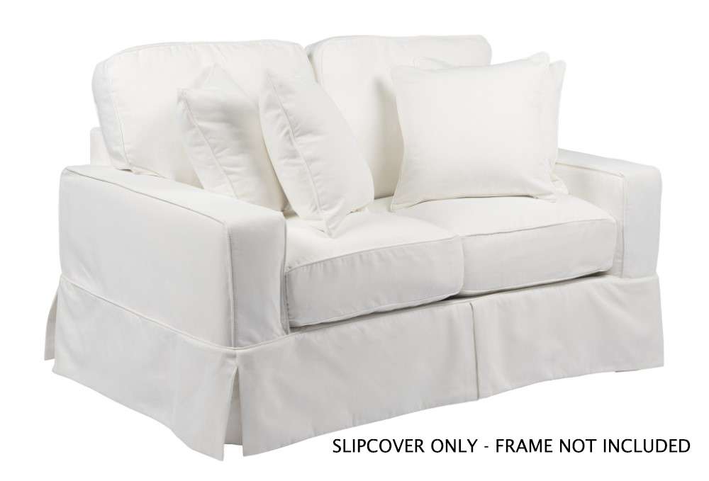 Sunset Trading - Americana Slipcover for Box Cushion Track Arm Loveseat - Performance Fabric - White - SU-108510SC-391081 veiw 1