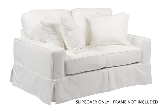 Sunset Trading - Americana Slipcover for Box Cushion Track Arm Loveseat - Performance Fabric - White - SU-108510SC-391081 veiw 1