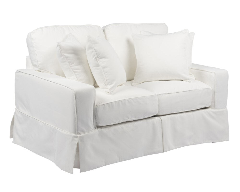 Sunset Trading - Americana Slipcover for Box Cushion Track Arm Loveseat - Performance Fabric - White - SU-108510SC-391081 veiw 2