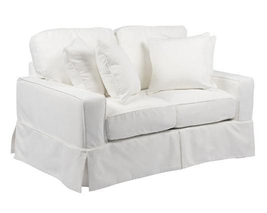 Sunset Trading - Americana Slipcover for Box Cushion Track Arm Loveseat - Performance Fabric - White - SU-108510SC-391081 veiw 2