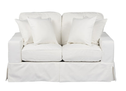 Sunset Trading - Americana Slipcover for Box Cushion Track Arm Loveseat - Performance Fabric - White - SU-108510SC-391081 veiw 3