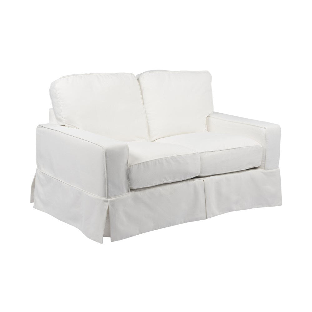 Sunset Trading - Americana Slipcover for Box Cushion Track Arm Loveseat - Performance Fabric - White - SU-108510SC-391081 veiw 4