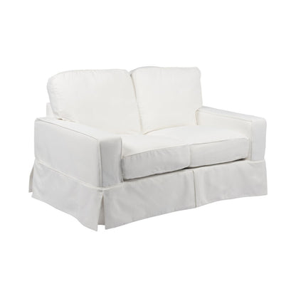 Sunset Trading - Americana Slipcover for Box Cushion Track Arm Loveseat - Performance Fabric - White - SU-108510SC-391081 veiw 4