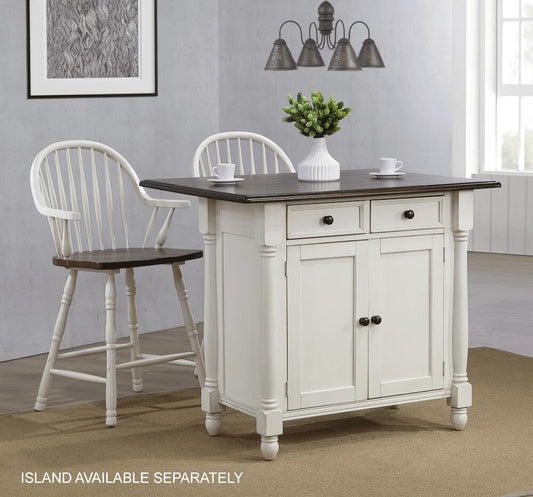 Sunset Trading - Andrews 24in Counter Height Windsor Arm Stool - Antique White and Chestnut Brown (Set of 2) - DLU-ADW-B3024A-AW-2 veiw 2