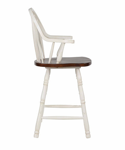 Sunset Trading - Andrews 24in Counter Height Windsor Arm Stool - Antique White and Chestnut Brown (Set of 2) - DLU-ADW-B3024A-AW-2 veiw 5