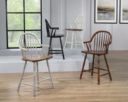 Sunset Trading - Andrews 24in Counter Height Windsor Arm Stool - Antique White and Chestnut Brown (Set of 2) - DLU-ADW-B3024A-AW-2 veiw 7