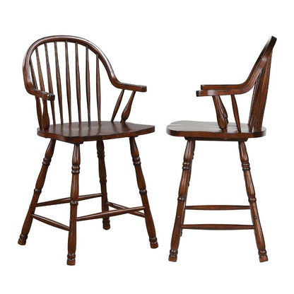 Sunset Trading - Andrews 24in Counter Height Windsor Arm Stool - Distressed Chestnut Brown (Set of 2) - DLU-ADW-B3024A-CT-2 veiw 1