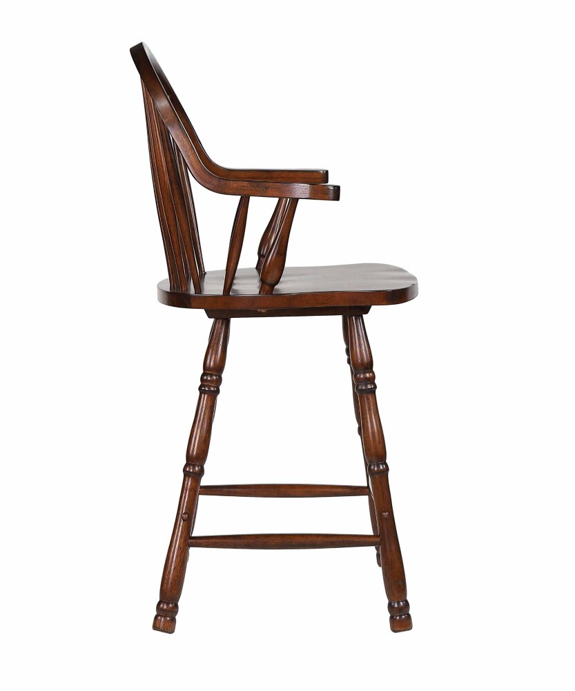 Sunset Trading - Andrews 24in Counter Height Windsor Arm Stool - Distressed Chestnut Brown (Set of 2) - DLU-ADW-B3024A-CT-2 veiw 5
